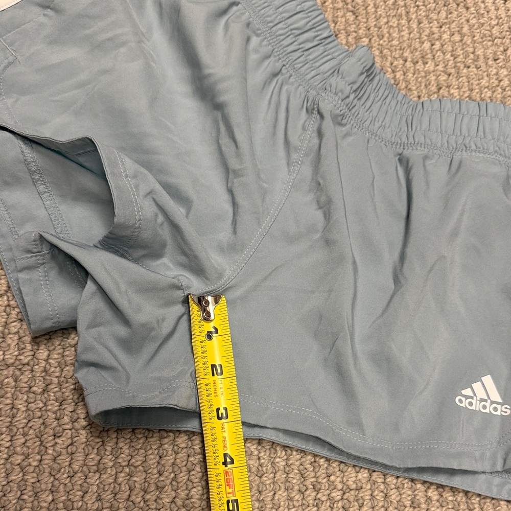 adidas Women's Light Blue Running Shorts with White Stripes, Size Small - Picture 4 of 10